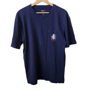 Johnnie O West Coast Navy Blue Pocket Tee Mens Size M‎ Surfer Graphic Tee Shirt